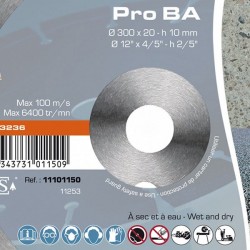 Disque diamant MIXTE , Béton Armé , Asphalte , Matériaux , 300 x 25.4 , Sidamo Pro BA - 11101152