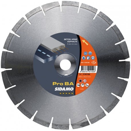 Disque diamant MIXTE , Béton Armé , Asphalte , Matériaux , 300 x 25.4 , Sidamo Pro BA - 11101152