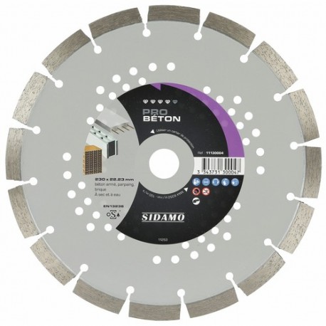Disque diamant PRO BÉTON D. 230 x 22,23 x H 12 mm Béton/Béton armé - 11130004 - Sidamo